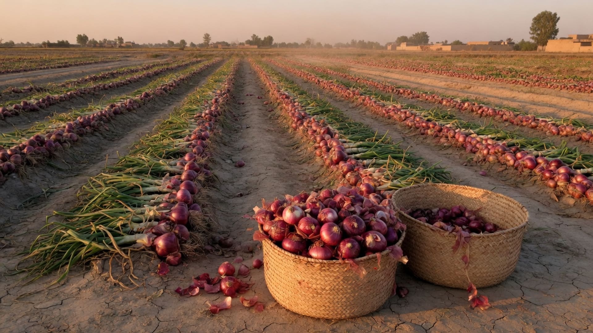 Red onion illustration for the size specification